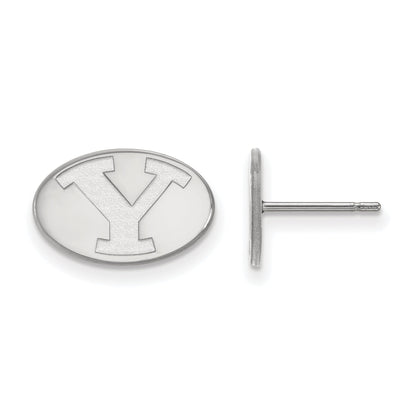 Sterling Silver Rhodium Plated Logoart Brigham Young University Letter Y Extra Small Post Earrings