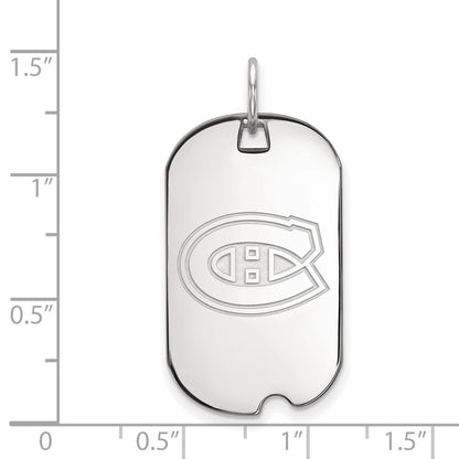Sterling Silver Rhodium Plated Nhl Logoart Montreal Canadiens Small Dog Tag Pendant