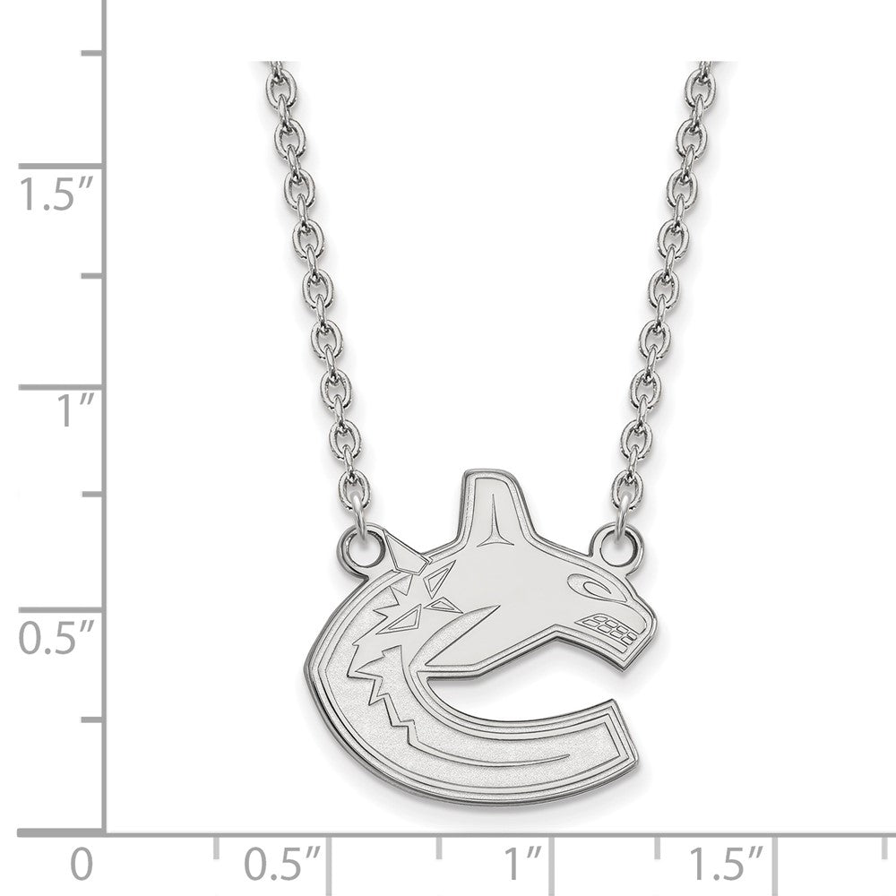14K White Gold Nhl Logoart Vancouver Canucks Large Pendant 18 Inch Necklace