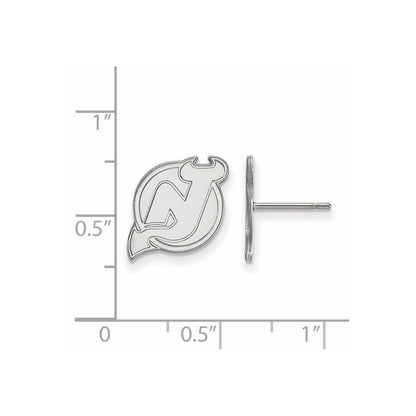 10K White Gold Nhl Logoart New Jersey Devils Small Post Earrings