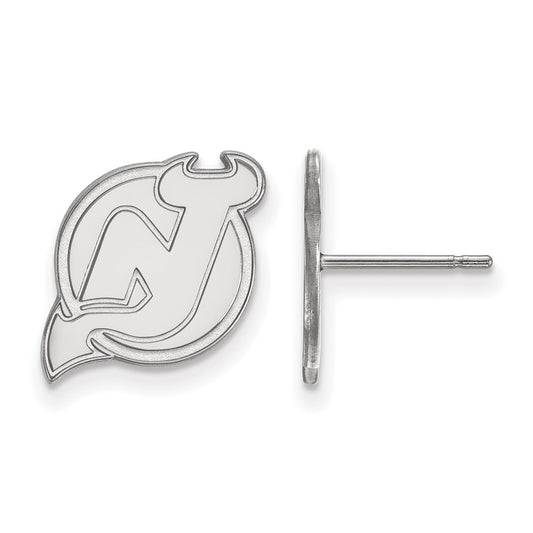 14K White Gold Nhl Logoart New Jersey Devils Small Post Earrings