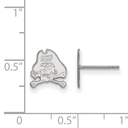Sterling Silver Rhodium Plated Logoart East Carolina University Pirate Extra Small Post Earrings