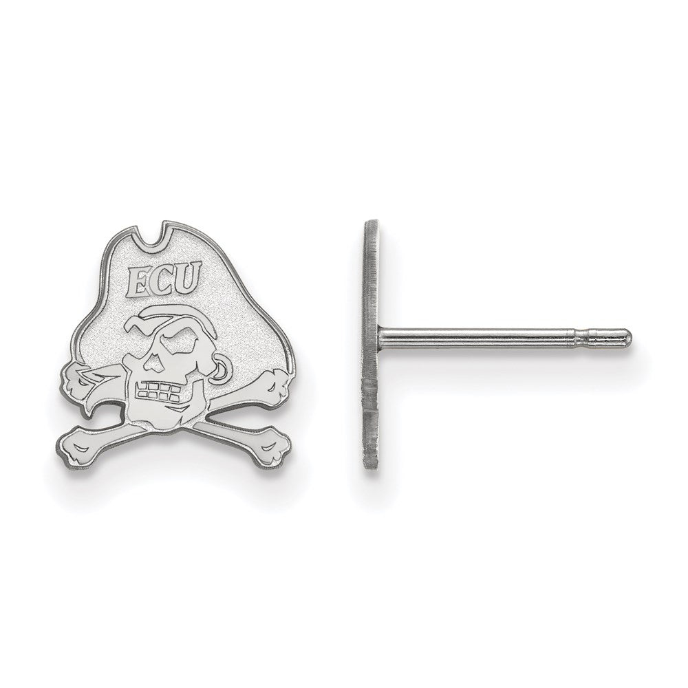 10K White Gold Logoart East Carolina University Pirate Extra Small Post Earrings