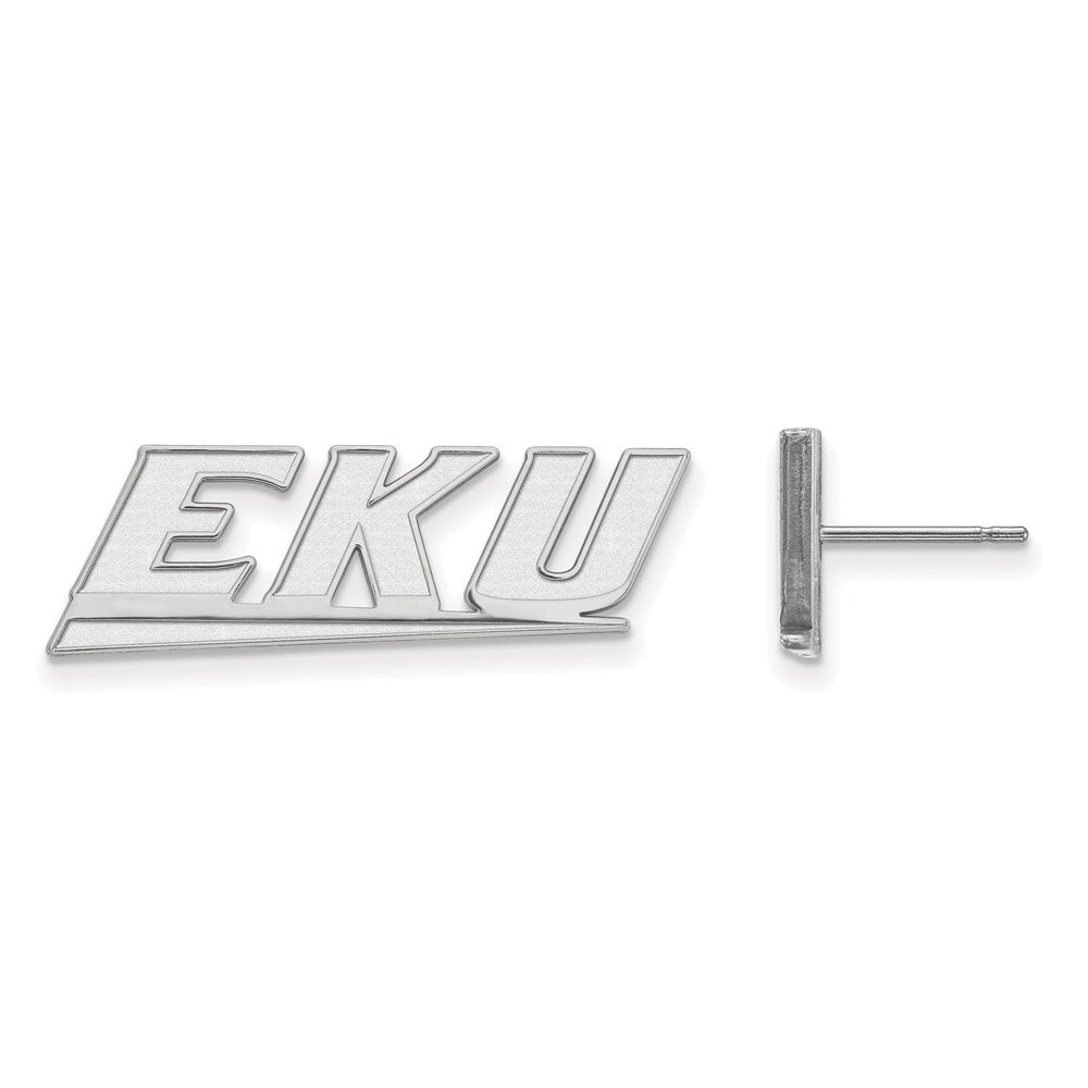14K White Gold Logoart Eastern Kentucky University E K U Small Post Earrings