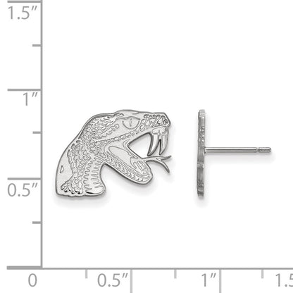 Sterling Silver Rhodium Plated Logoart Florida A And M University Rattler Small Post Earrings