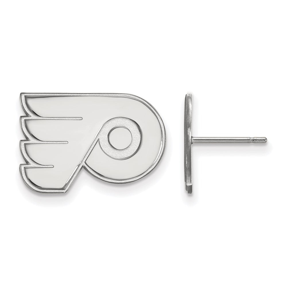 10K White Gold Nhl Logoart Philadelphia Flyers Small Post Earrings