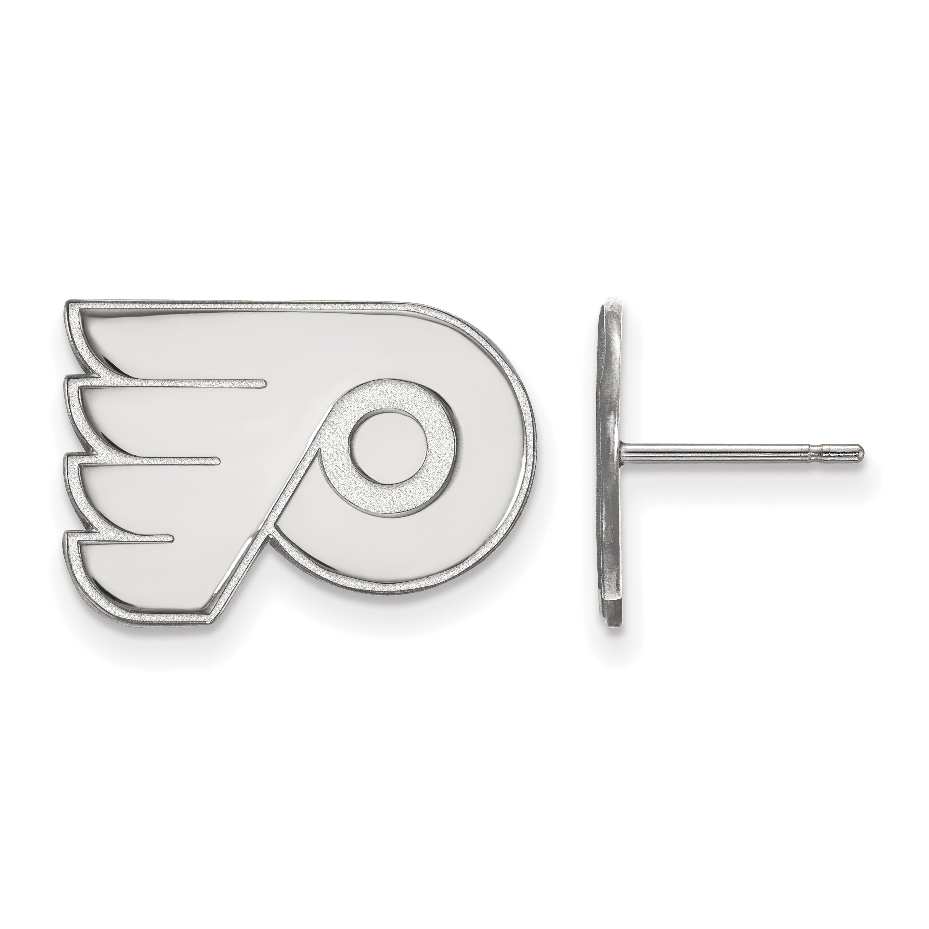 Sterling Silver Rhodium Plated Nhl Logoart Philadelphia Flyers Small Post Earrings