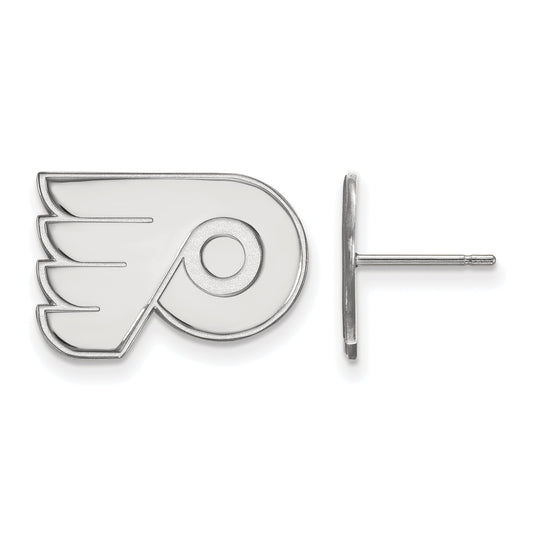 Sterling Silver Rhodium Plated Nhl Logoart Philadelphia Flyers Small Post Earrings
