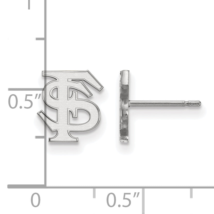 Sterling Silver Rhodium Plated Logoart Florida State University F S Extra Small Post Earrings