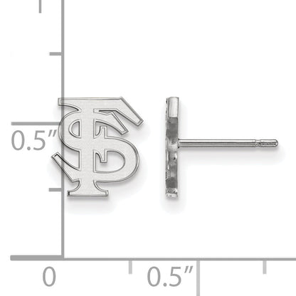 Sterling Silver Rhodium Plated Logoart Florida State University F S Extra Small Post Earrings