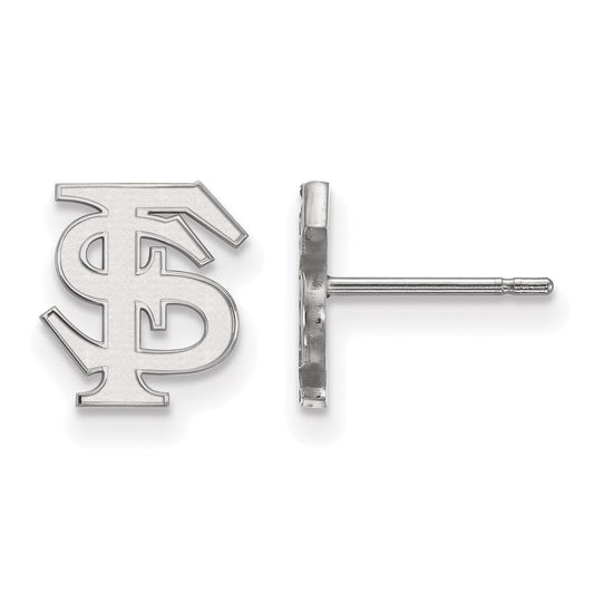 14K White Gold Logoart Florida State University F S Extra Small Post Earrings