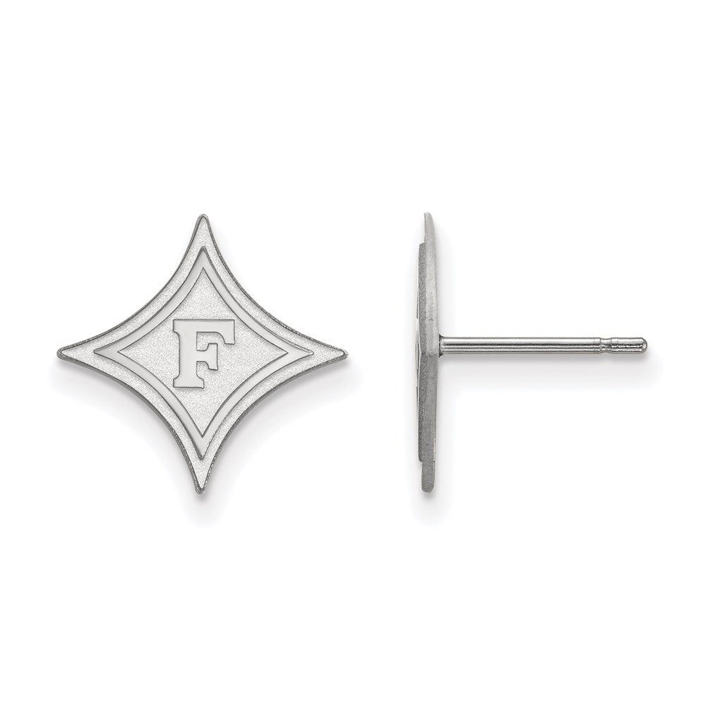 14K White Gold Logoart Furman University Small Post Earrings