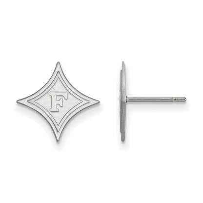 10K White Gold Logoart Furman University Small Post Earrings
