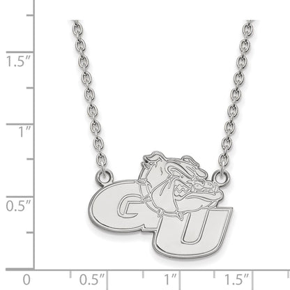 Sterling Silver Rhodium Plated Logoart Gonzaga University G U Bulldog Large Pendant 18 Inch Necklace