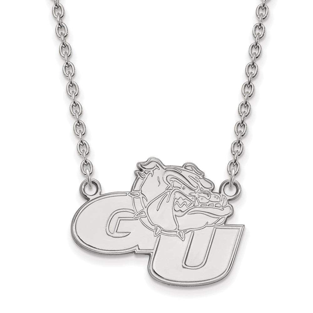 Sterling Silver Rhodium Plated Logoart Gonzaga University G U Bulldog Large Pendant 18 Inch Necklace