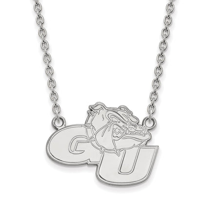 Sterling Silver Rhodium Plated Logoart Gonzaga University G U Bulldog Large Pendant 18 Inch Necklace