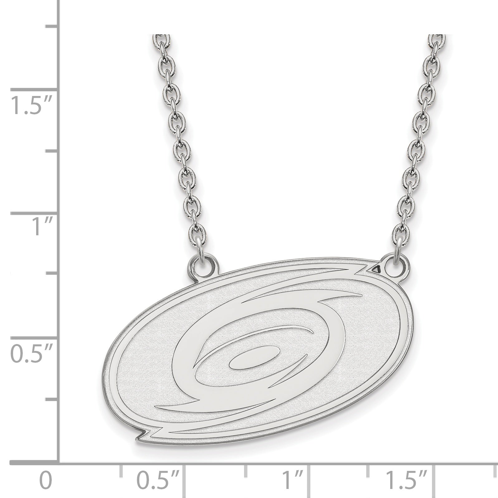 Sterling Silver Rhodium Plated Nhl Logoart Carolina Hurricanes Large Pendant 18 Inch Necklace