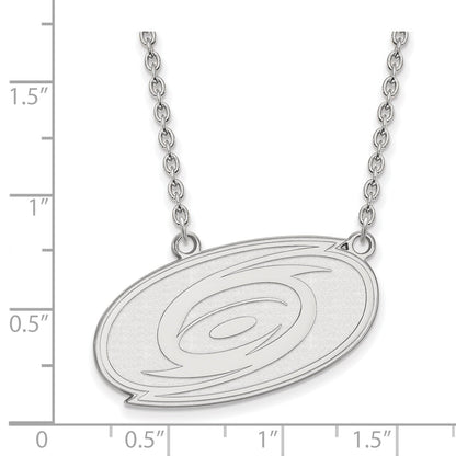 Sterling Silver Rhodium Plated Nhl Logoart Carolina Hurricanes Large Pendant 18 Inch Necklace