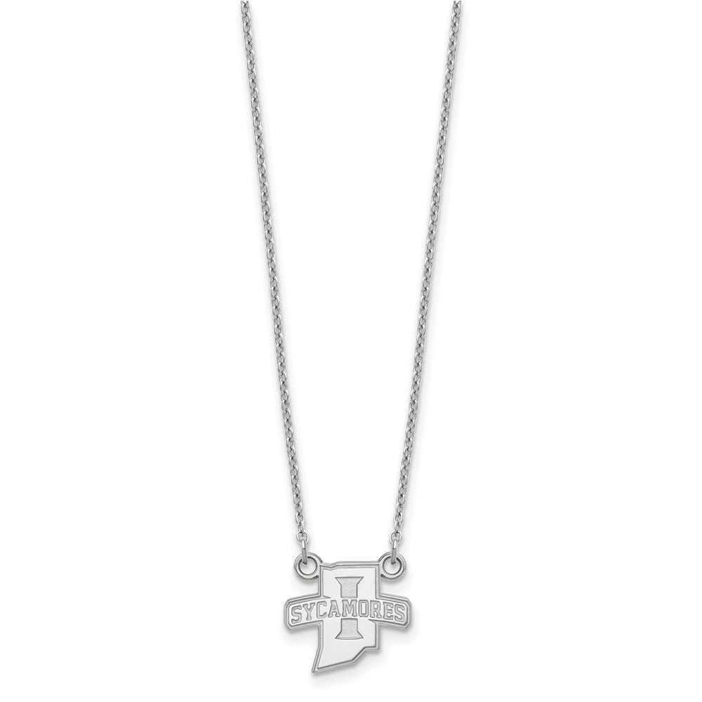14K White Gold Logoart Indiana State University Sycamores Small Pendant 18 Inch Necklace