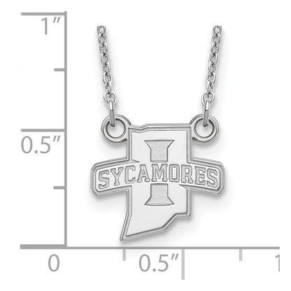 14K White Gold Logoart Indiana State University Sycamores Small Pendant 18 Inch Necklace