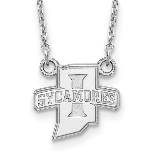 14K White Gold Logoart Indiana State University Sycamores Small Pendant 18 Inch Necklace