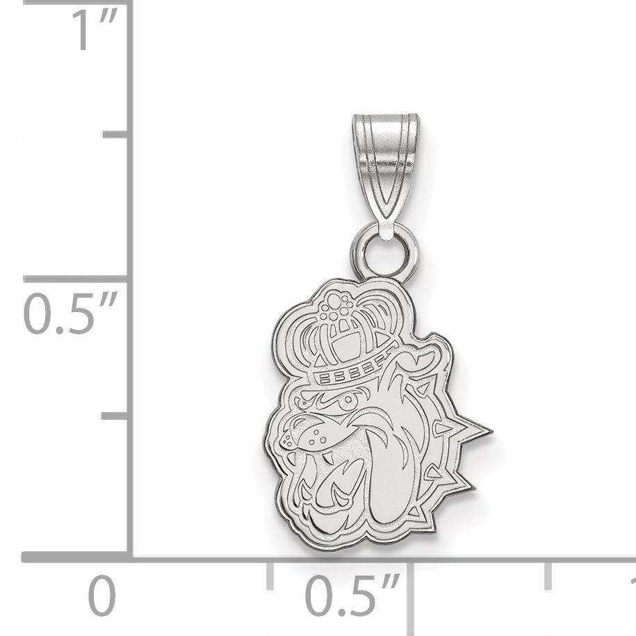 Sterling Silver Rhodium Plated Logoart James Madison University Duke Dog Small Pendant