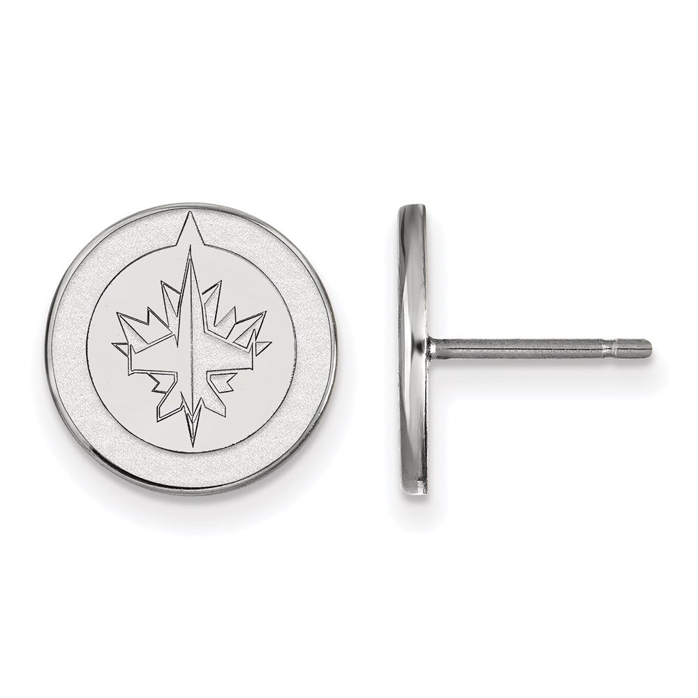 Sterling Silver Rhodium Plated Nhl Logoart Winnipeg Jets Small Post Earrings