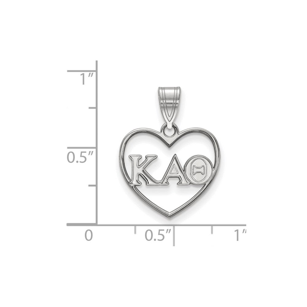 Sterling Silver Rhodium Plated Logoart Kappa Alpha Theta Sorority Greek Letters Heart Pendant