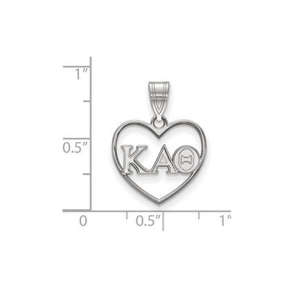 Sterling Silver Rhodium Plated Logoart Kappa Alpha Theta Sorority Greek Letters Heart Pendant
