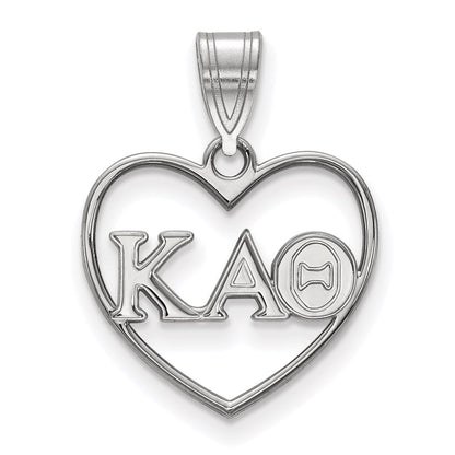 Sterling Silver Rhodium Plated Logoart Kappa Alpha Theta Sorority Greek Letters Heart Pendant