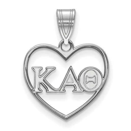Sterling Silver Rhodium Plated Logoart Kappa Alpha Theta Sorority Greek Letters Heart Pendant