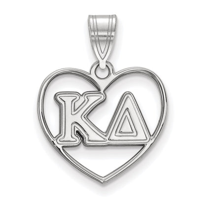 Sterling Silver Rhodium Plated Logoart Kappa Delta Sorority Greek Letters Heart Pendant
