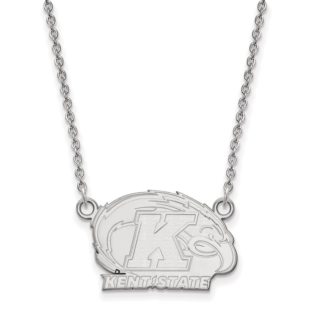 14K White Gold Logoart Kent State University Small Pendant 18 Inch Necklace