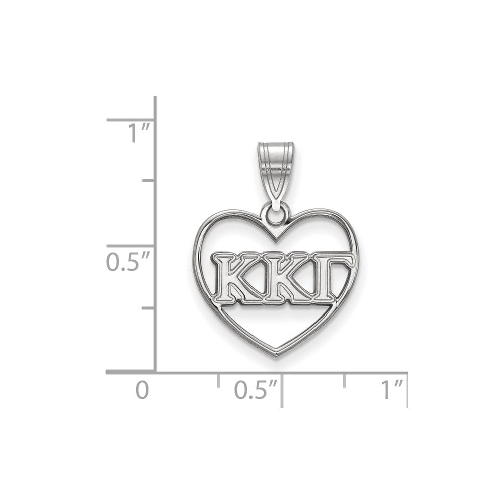 Sterling Silver Rhodium Plated Logoart Kappa Gamma Sorority Greek Letters Heart Pendant
