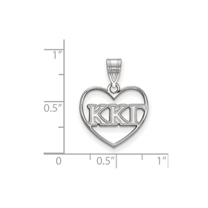 Sterling Silver Rhodium Plated Logoart Kappa Gamma Sorority Greek Letters Heart Pendant