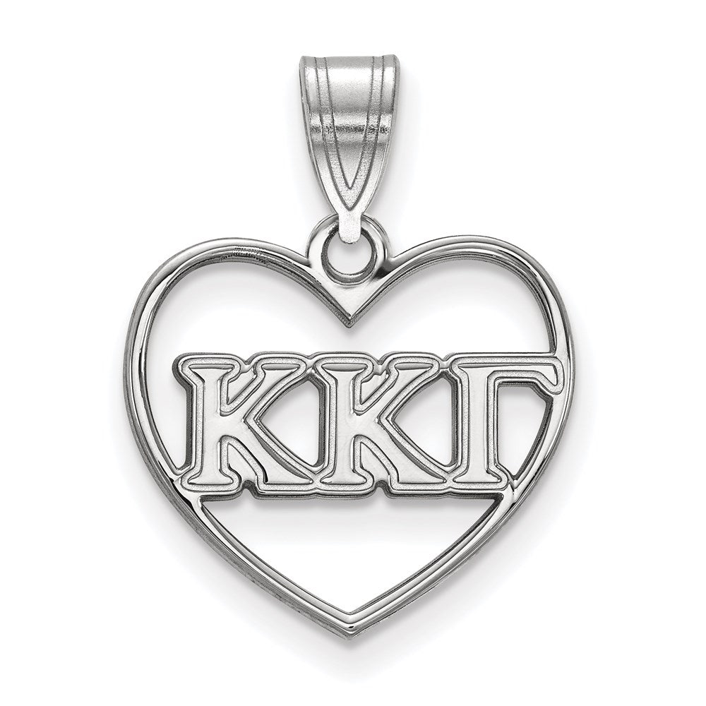 Sterling Silver Rhodium Plated Logoart Kappa Gamma Sorority Greek Letters Heart Pendant