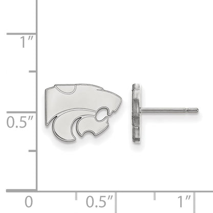 14K White Gold Logoart Kansas State University Wildcat Extra Small Post Earrings