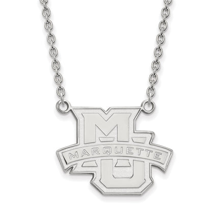 10K White Gold Logoart Marquette University Large Pendant 18 Inch Necklace
