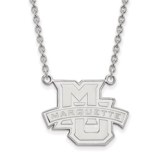 10K White Gold Logoart Marquette University Large Pendant 18 Inch Necklace