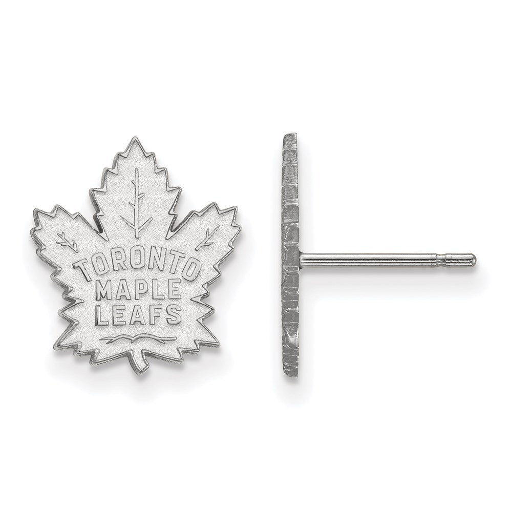 Sterling Silver Rhodium Plated Nhl Logoart Toronto Maple Leafs Small Post Earrings