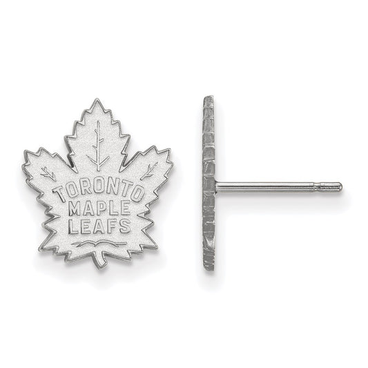 Sterling Silver Rhodium Plated Nhl Logoart Toronto Maple Leafs Small Post Earrings