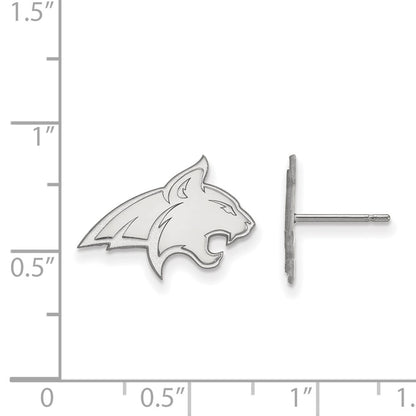 10K White Gold Logoart Montana State University Bobcat Small Post Earrings