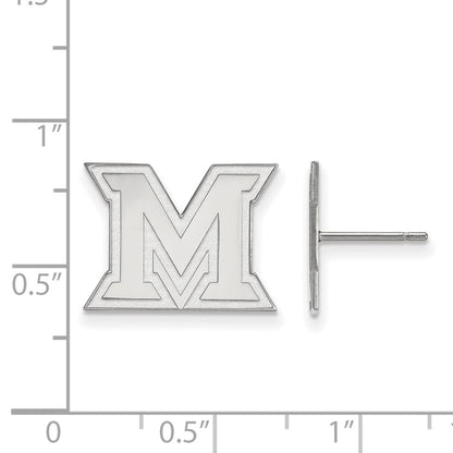 14K White Gold Logoart Miami University Ohio Letter M Small Post Earrings