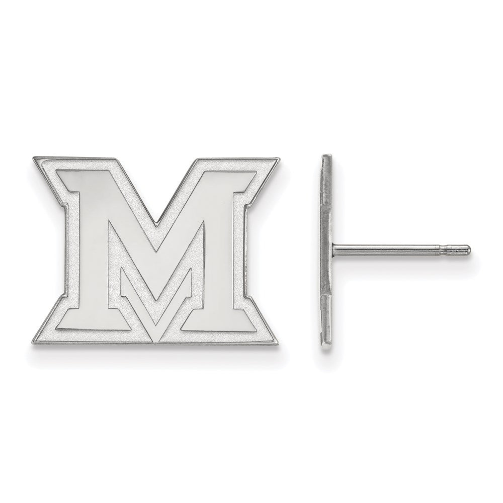 Sterling Silver Rhodium Plated Logoart Miami University Ohio Letter M Small Post Earrings