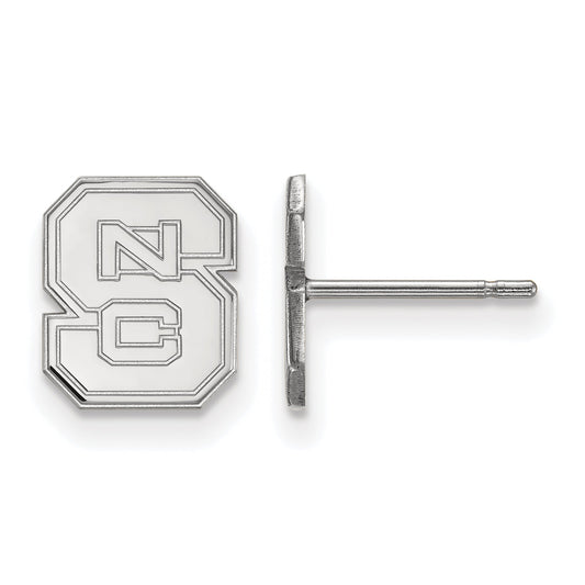 Sterling Silver Rhodium Plated Logoart North Carolina State University N C S Extra Small Post Earrings