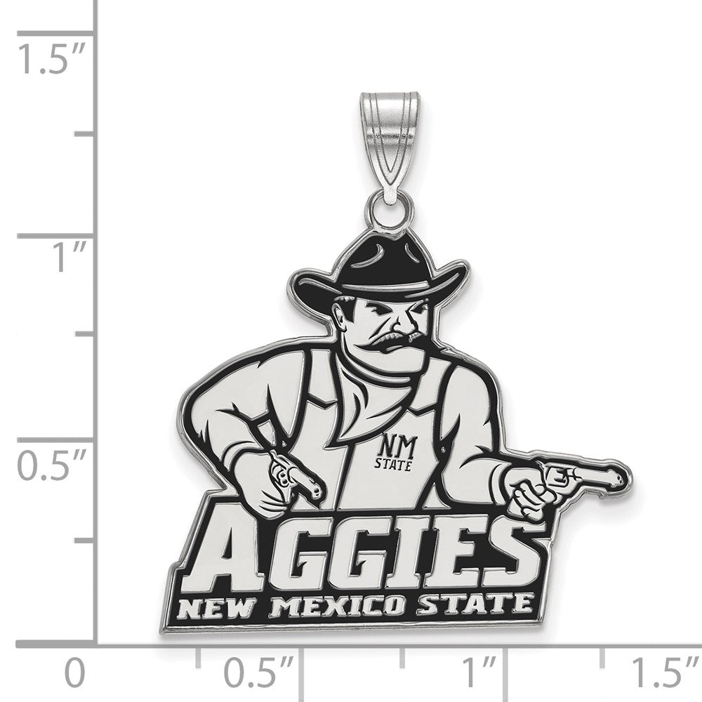 Sterling Silver Rhodium Plated Logoart New Mexico State University Aggies Extra Large Enameled Pendant