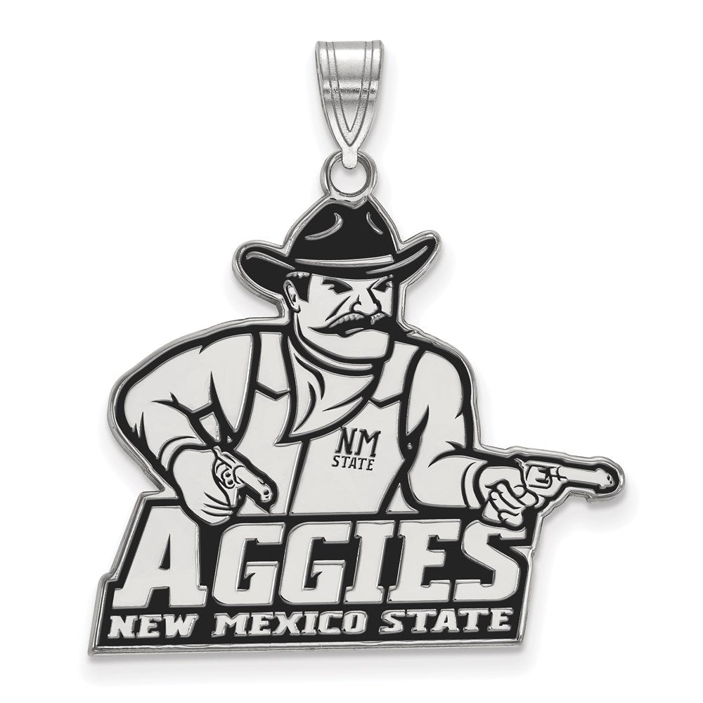 Sterling Silver Rhodium Plated Logoart New Mexico State University Aggies Extra Large Enameled Pendant