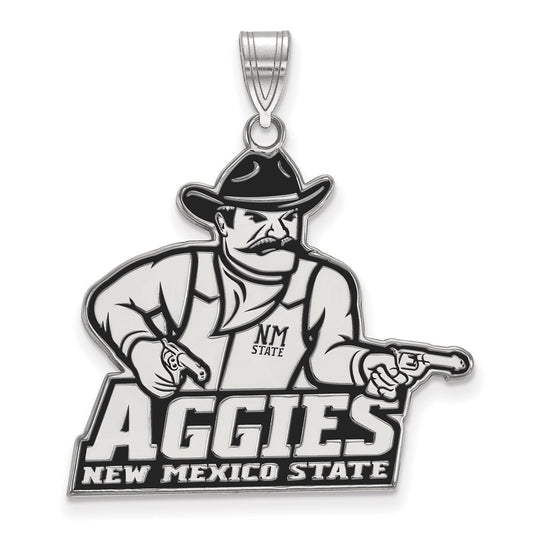 Sterling Silver Rhodium Plated Logoart New Mexico State University Aggies Extra Large Enameled Pendant