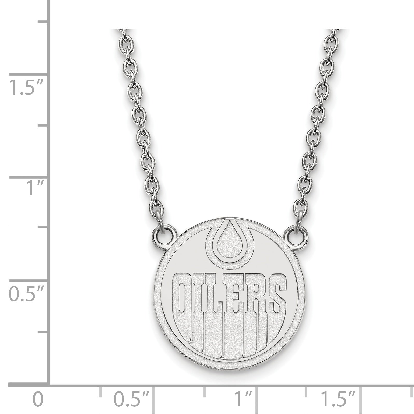 Sterling Silver Rhodium Plated Nhl Logoart Edmonton Oilers Large Pendant 18 Inch Necklace