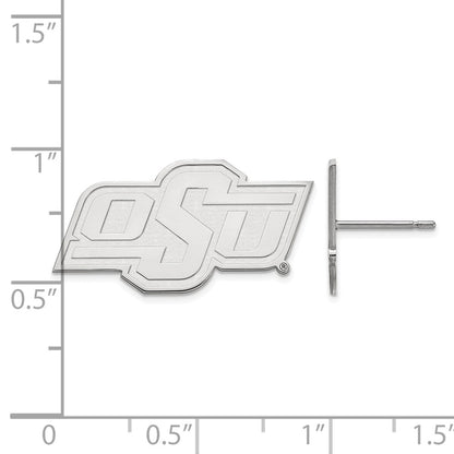 Sterling Silver Rhodium Plated Logoart Oklahoma State University O S U Small Post Earrings